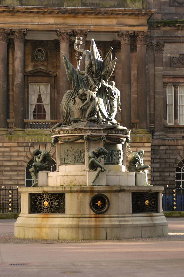 Exchange of Flags sculpture, also known as the Nelson Monument in Liverpool
